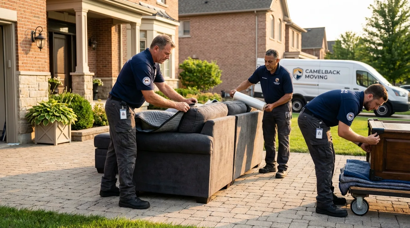 Large estate moving crew wrapping furniture in Arapahoe, NE