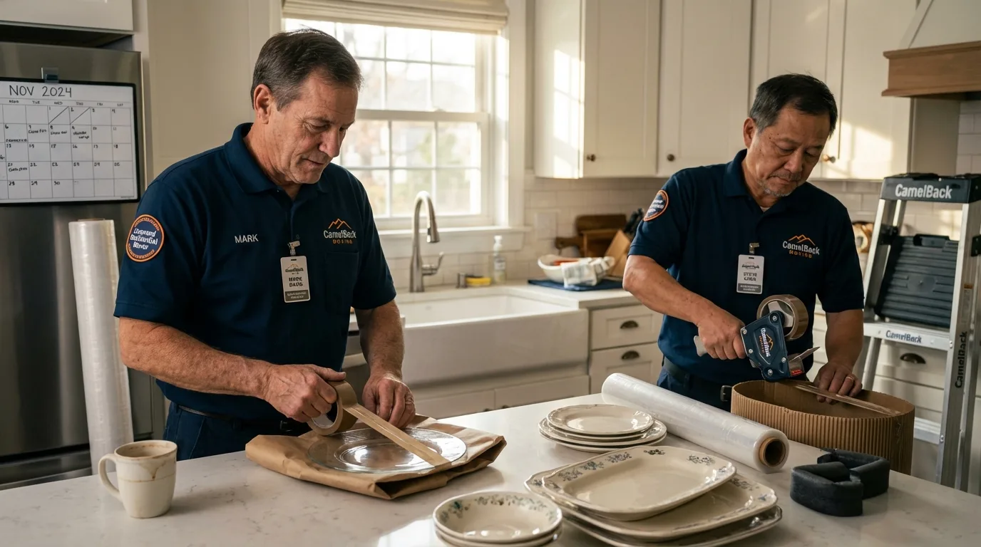 Professional crew packing kitchen dishware in Arapahoe, NE